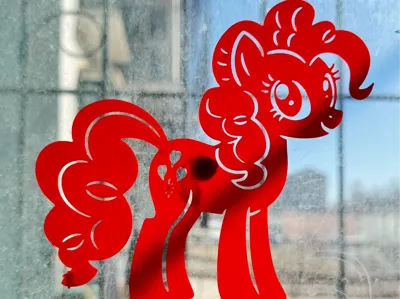Year of the Horse My Little Pony paper-cut window decoration