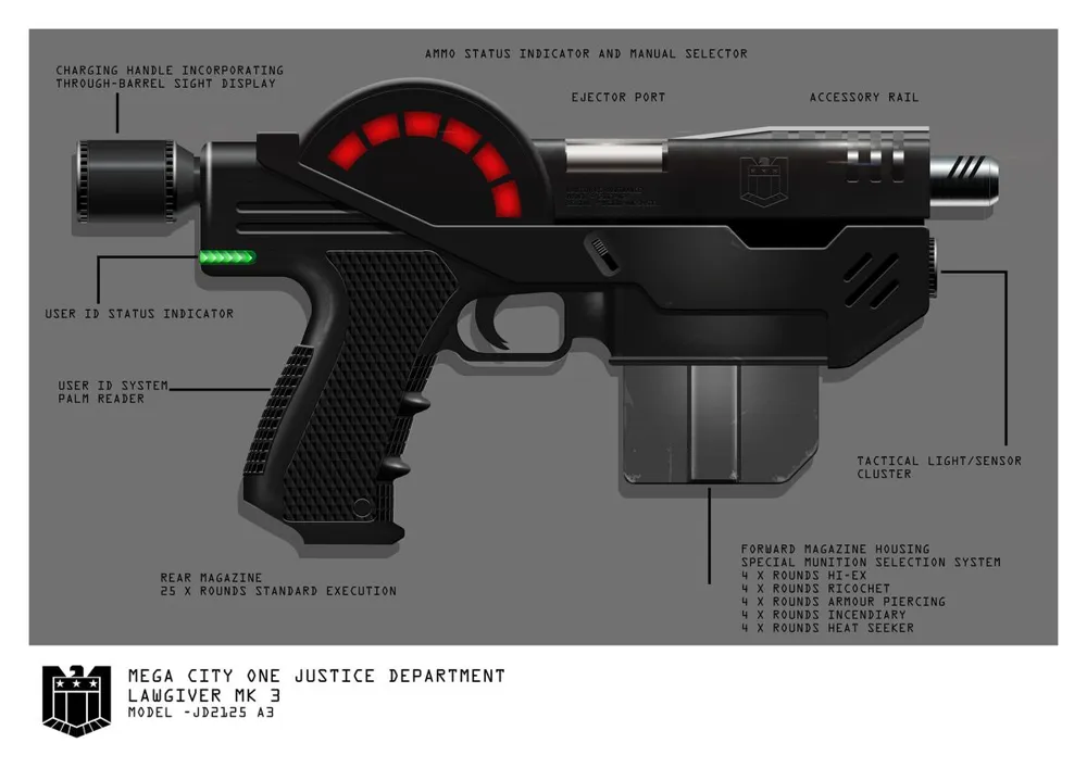 Lawgiver Gun Judge Dredd Comics - 3D Model - Free 3D Print Model ...