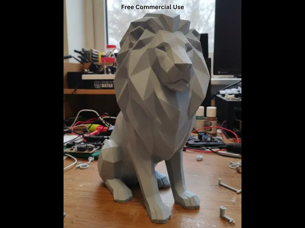Statue de lion low poly