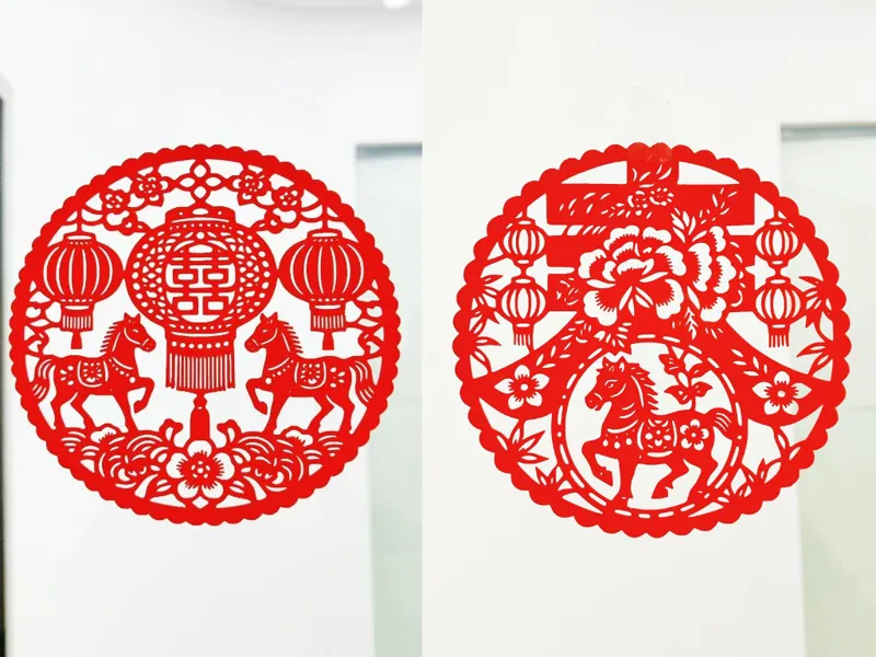 3套马年窗花剪纸-新春快乐