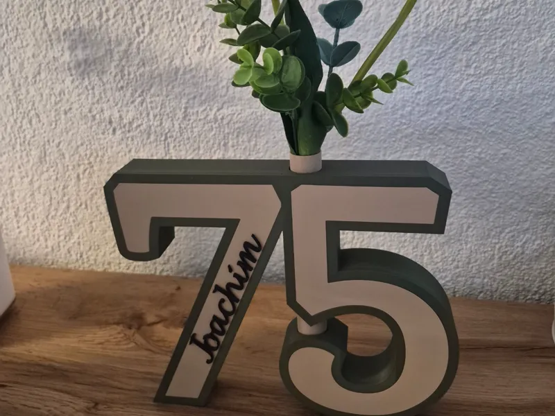 Geburtstagsgeschenk Zahlen Vase 75 Jahre