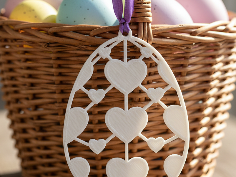 Oster-Ei mit Herzen Fensterbild  Anhänger Ostern