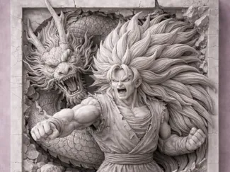 SSJ3 Dragon Warrior Bas-Relief Wall Sculpture