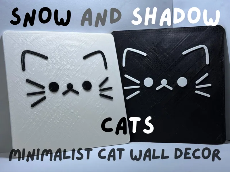 Snow and Shadow - Black & White Cat Wall Decor