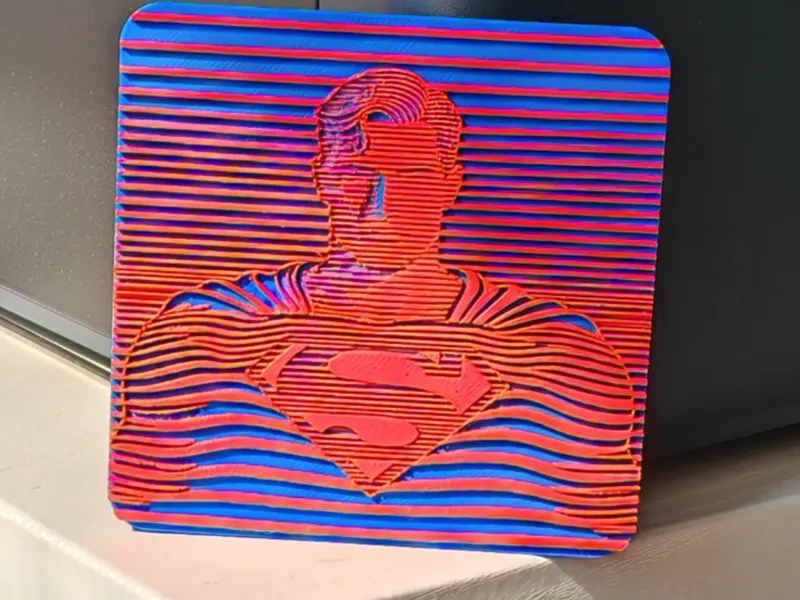 3D线条浮雕，超人条纹摆件，快速打印多色