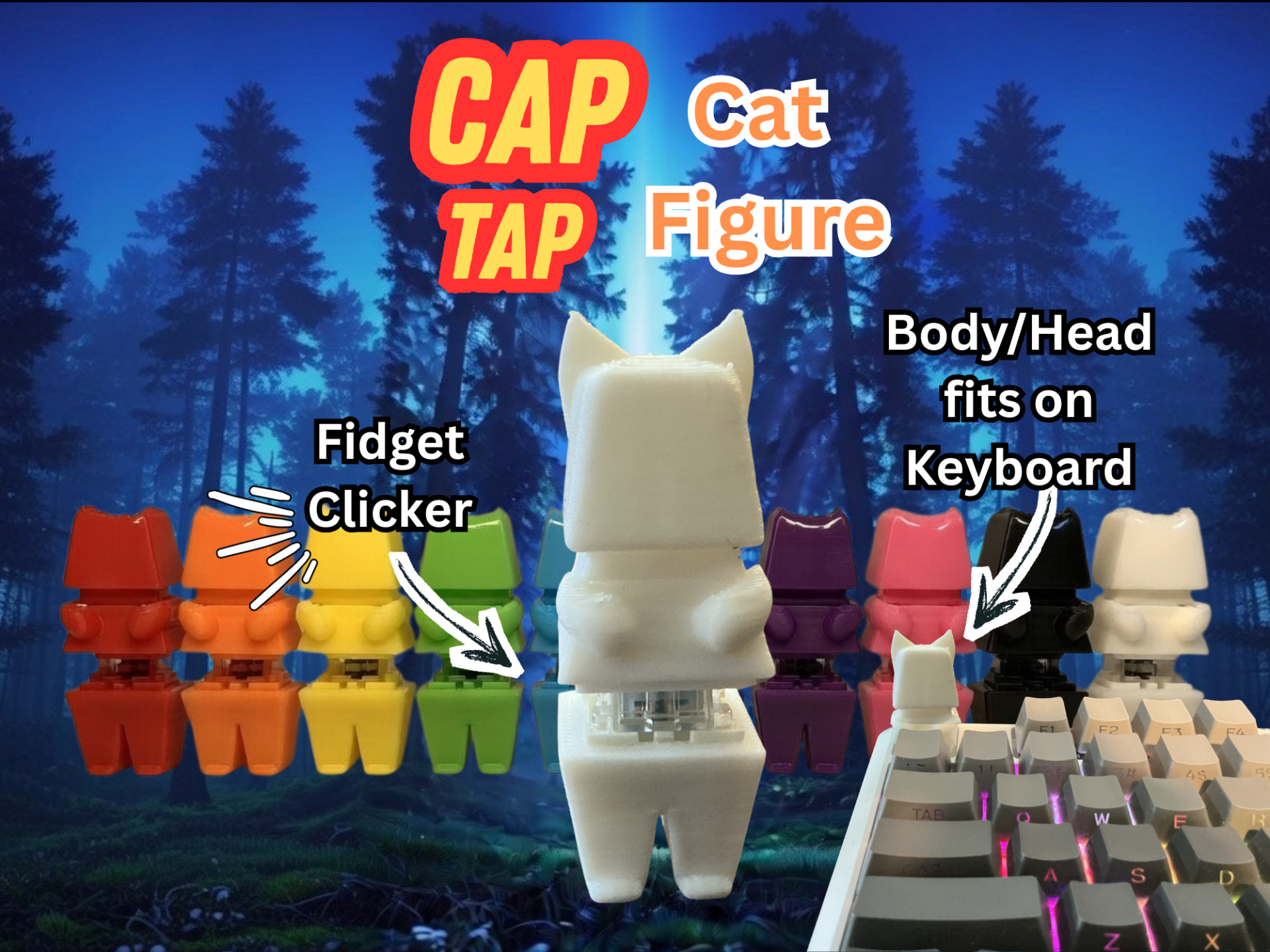 CapTap Cat Figure - Keycap Fidget Switch Figure 
