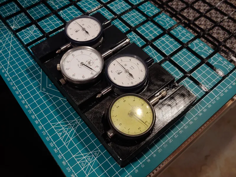 Gridfinity 5x3 quad dial indicator holder