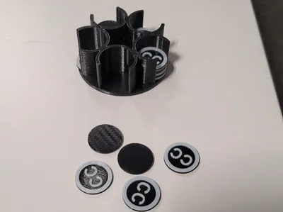 Coffee coins and storage box