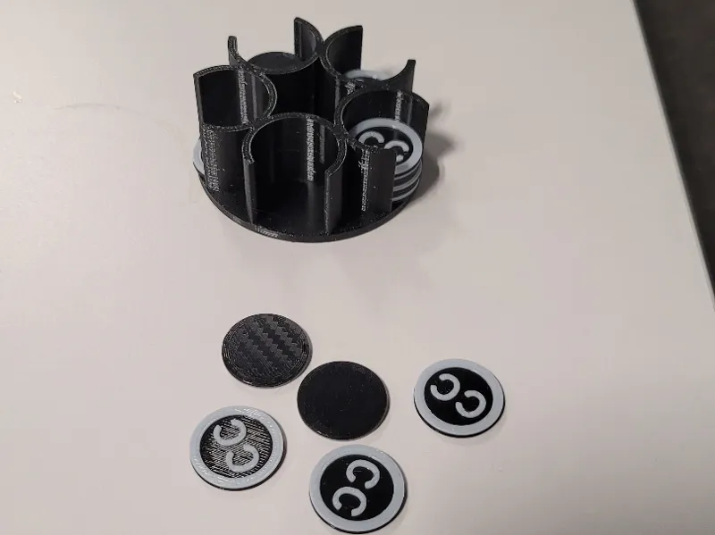 Coffee coins and storage box
