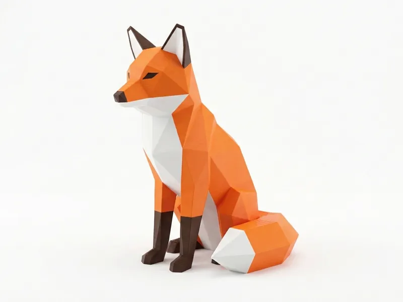Low Poly Fox Multicolor 3 Colors AMS