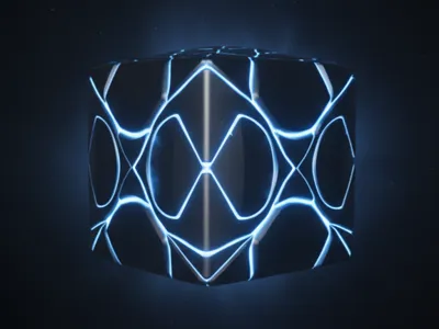futuristic backlit cube 