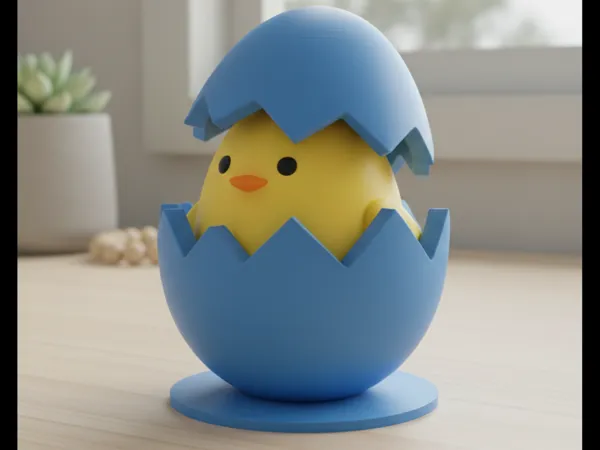 Figurine œuf fissuré avec poussin