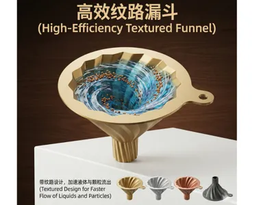 Vortex Flow Funnel | Innovative Spiral Flow Channel | Liquid & Particle Anti-Clogging Design