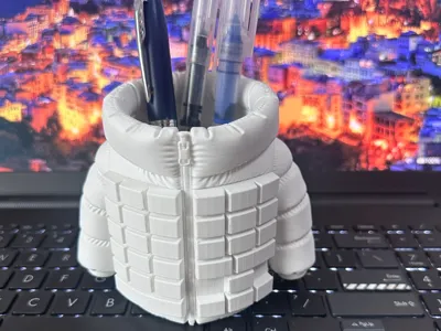Keyboard Puffer Jacket Pen Holder