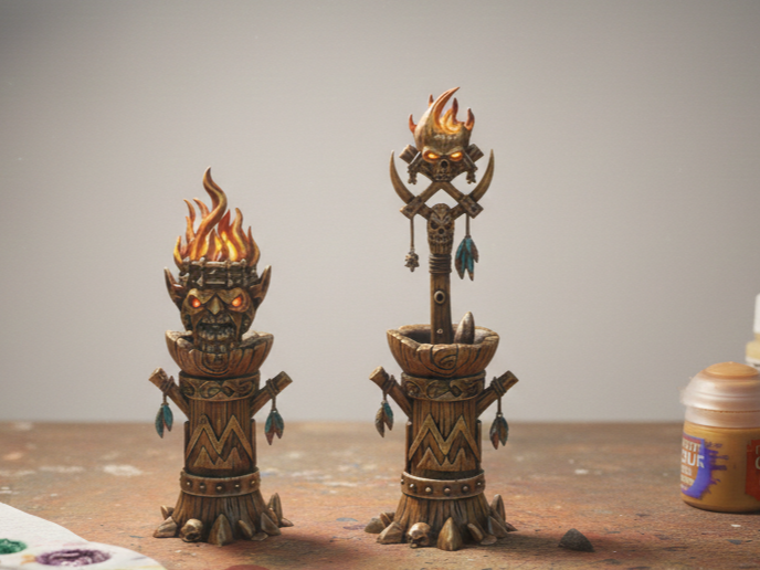 Twin Totems of Flame and Skull