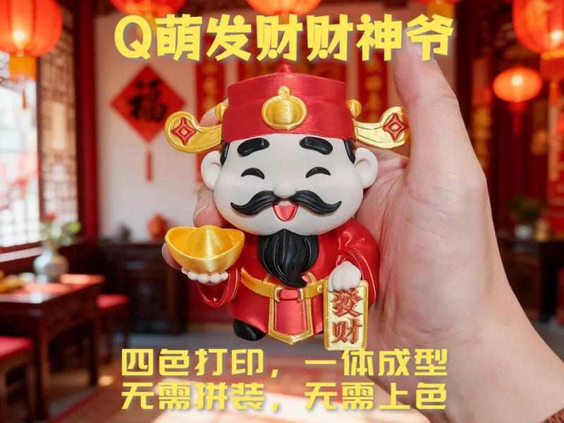 Q萌发财财神爷（四色打印一体打印版）