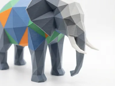 Low Poly Elephant Figurine