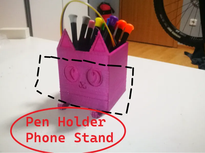 Pen Holder  Phone stand Cute Cat Eazy-to-Print