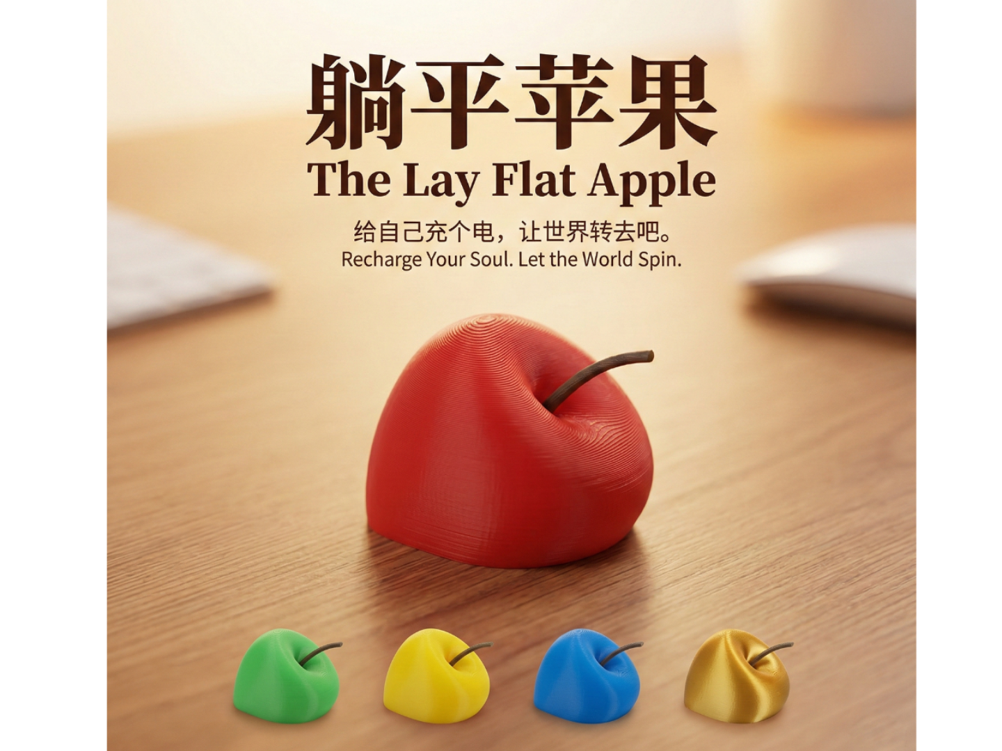 【躺平苹果 / The Lay Flat Apple】—— 既然牛顿没拉住，那就彻底躺平吧！