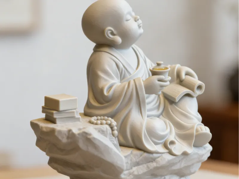 禅意品茗阅经小和尚 新中式桌面摆件