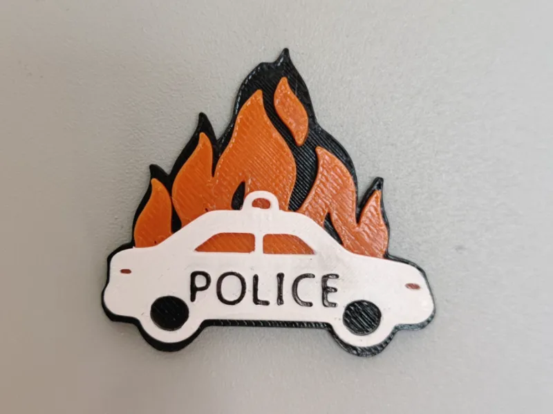 Police Car on Fire 