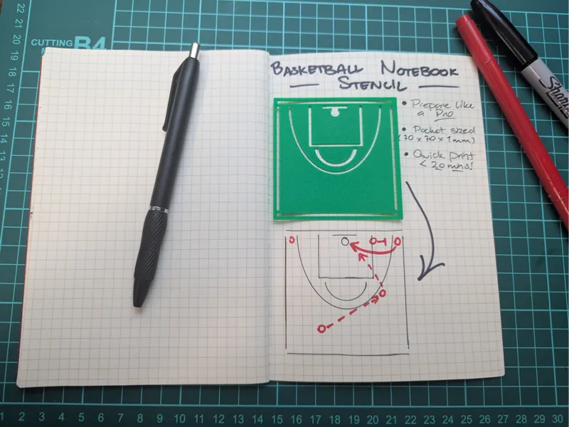 Basketball Notebook Stencil