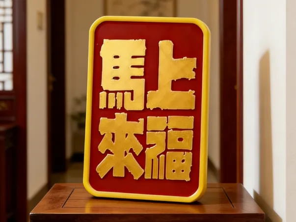 <马上来福>文字桌面相框摆件春节送朋友同事礼物 马年新年礼物 2026新年装饰 麦芽糖