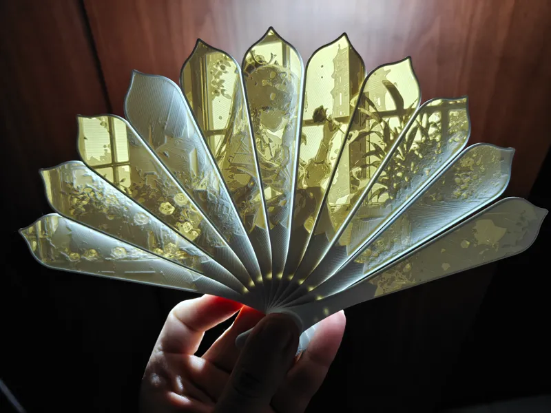 原神神里绫华透光浮雕扇子