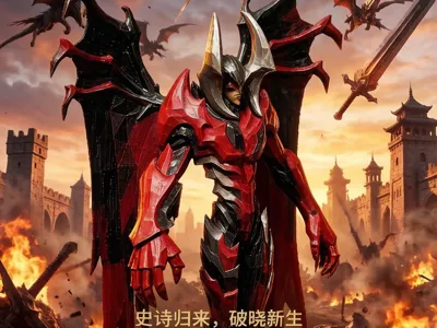 "Epic Return, Dawn's Rebirth" - Aatrox, the Darkin Blade - Red Wing Infernal skin officially launched!