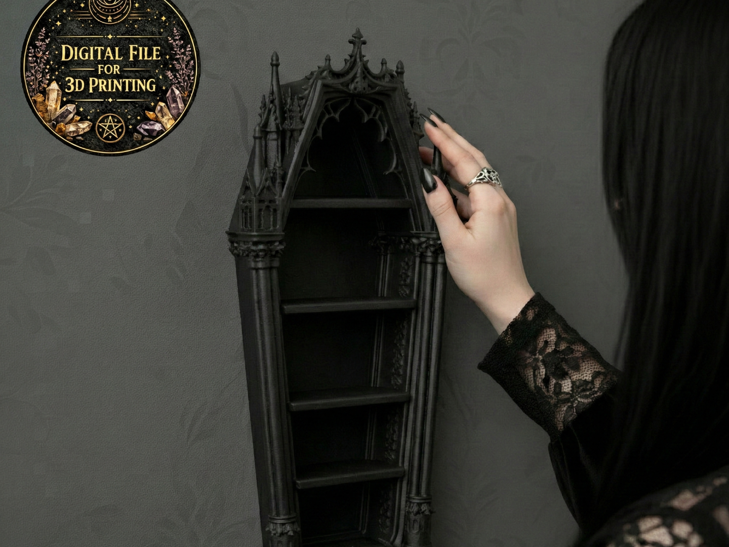 Gothic Coffin Wall Shelf Cathedral Coffin Display