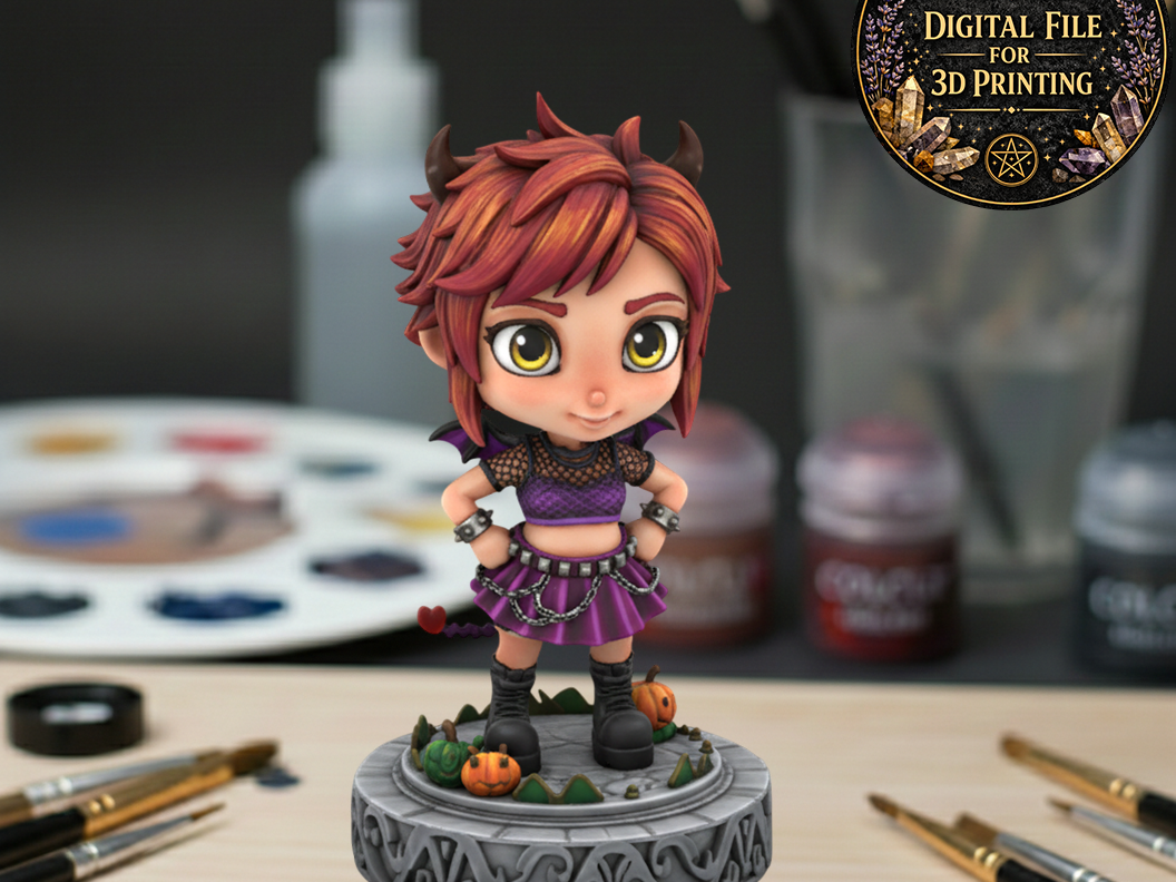 Chibi Gothic Demon Girl  Cute Halloween Miniature 
