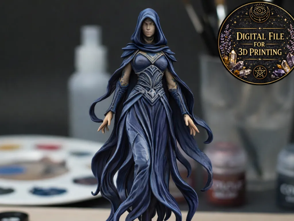 Nox Goddess Dark Night Deity Miniature - Free 3D Print Model - MakerWorld