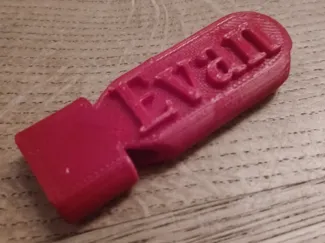 whistle with the name Evan