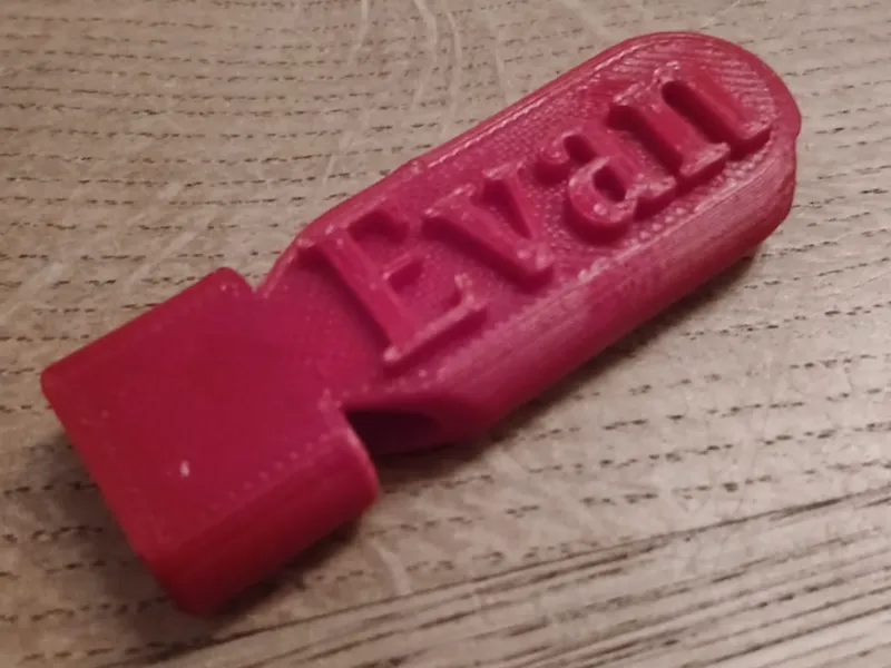 whistle with the name Evan