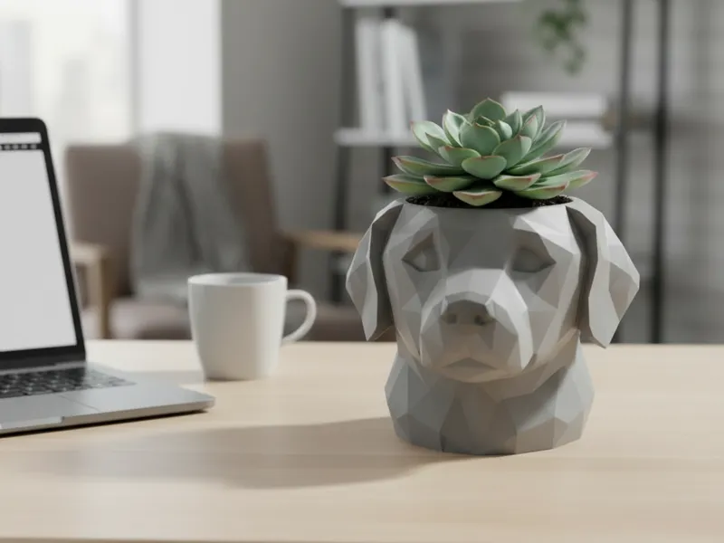 Geometric Labrador Head Planter | Modern Low Poly