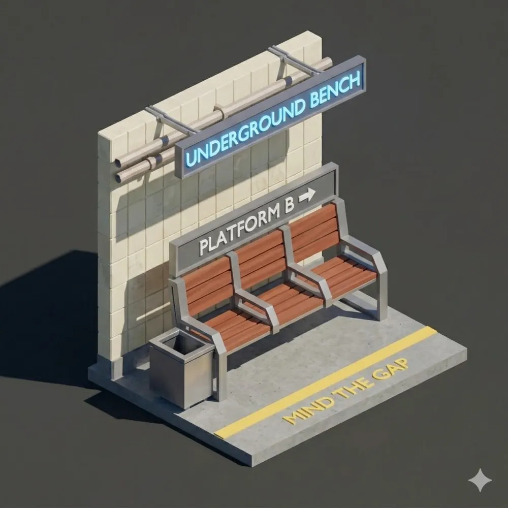 Low Poly Underground Platform Bench - Free 3D Print Model - MakerWorld