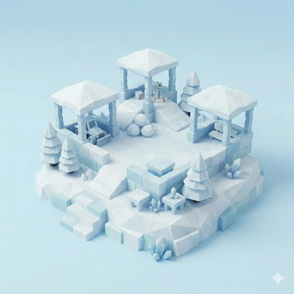 Low Poly Snow Fort - Free 3D Print Model - MakerWorld