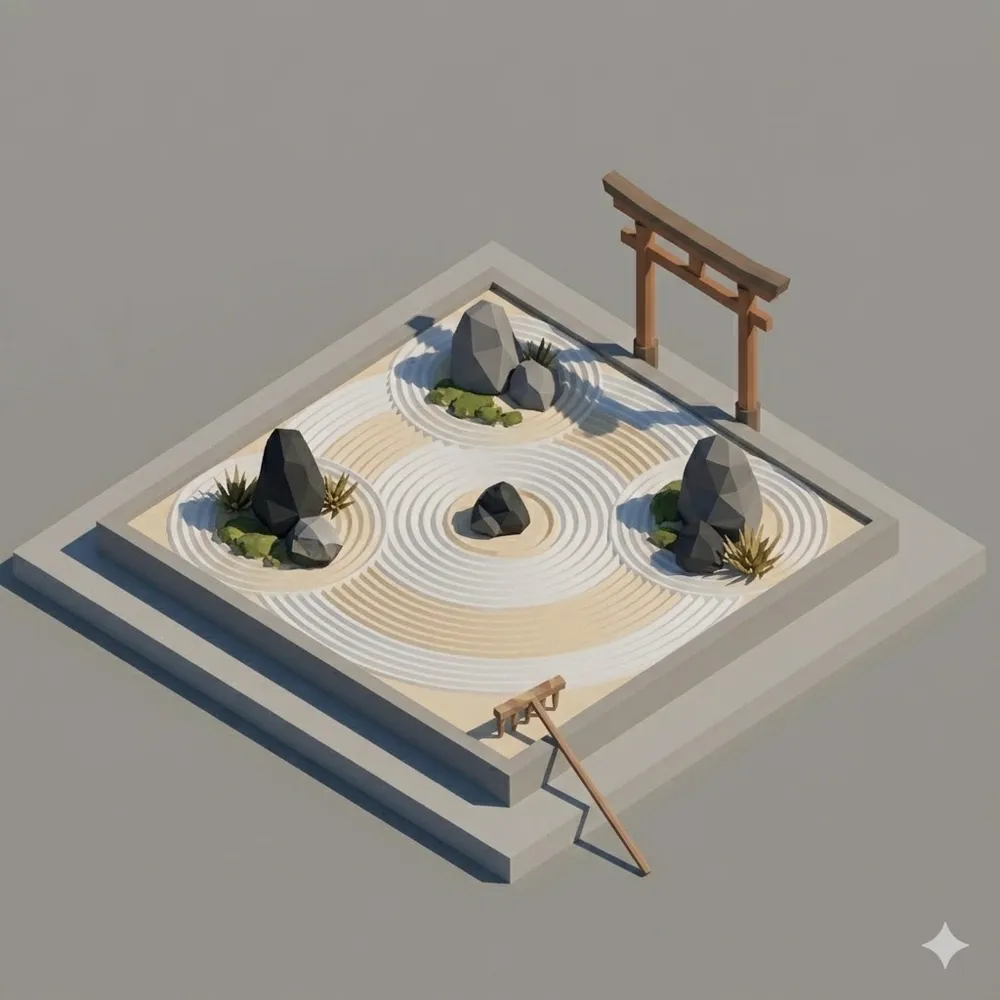 Low Poly Zen Garden - Free 3D Print Model - MakerWorld