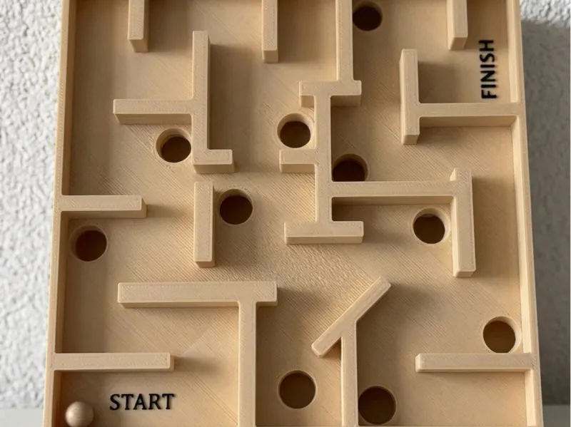 Labyrinth marble run with holes