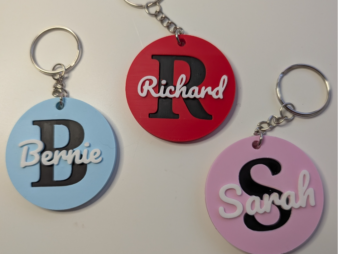 Customizable Inlaid Name & Initial Keychain