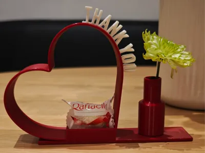 Heart Shaped Gift Stand with Mini Vase–I Love You