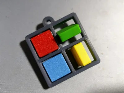 Articulated Microsoft LOGO Keychain, Printable in Parts