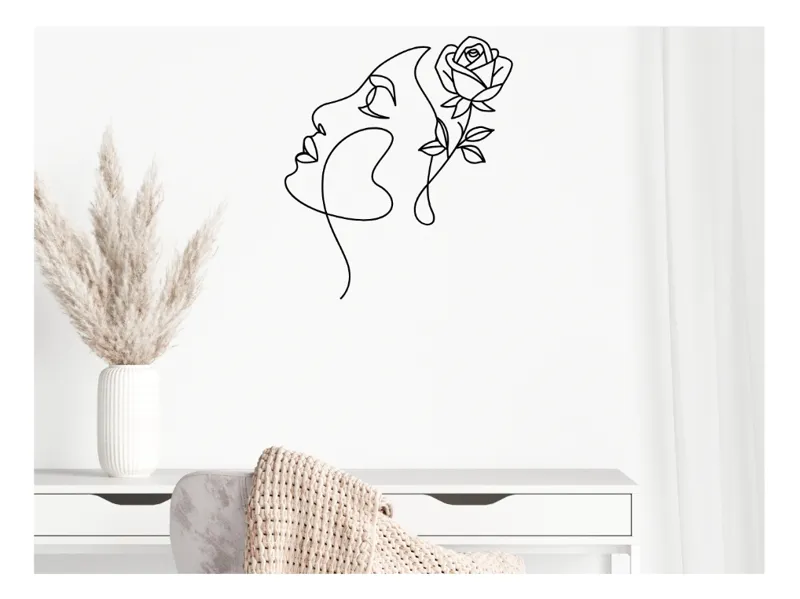 Elegant Rose & Face Line Art | 3D Wall Decor
