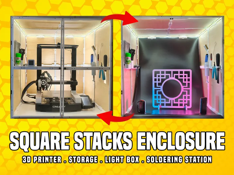 Square Stacks 3D Printer Enclosure (Also Lightbox)