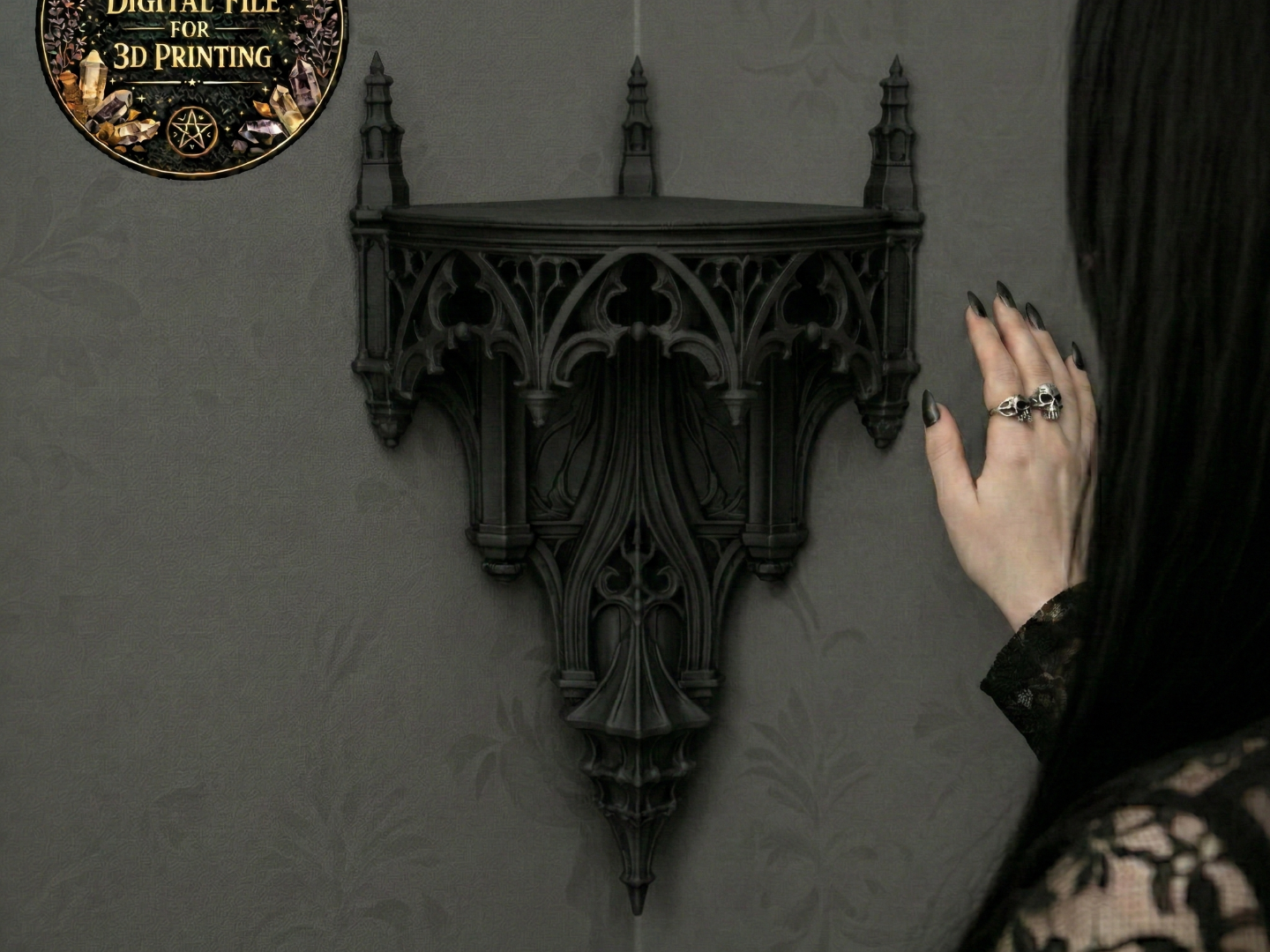 Grand Gothic Cathedral Corner Shelf High Victorian