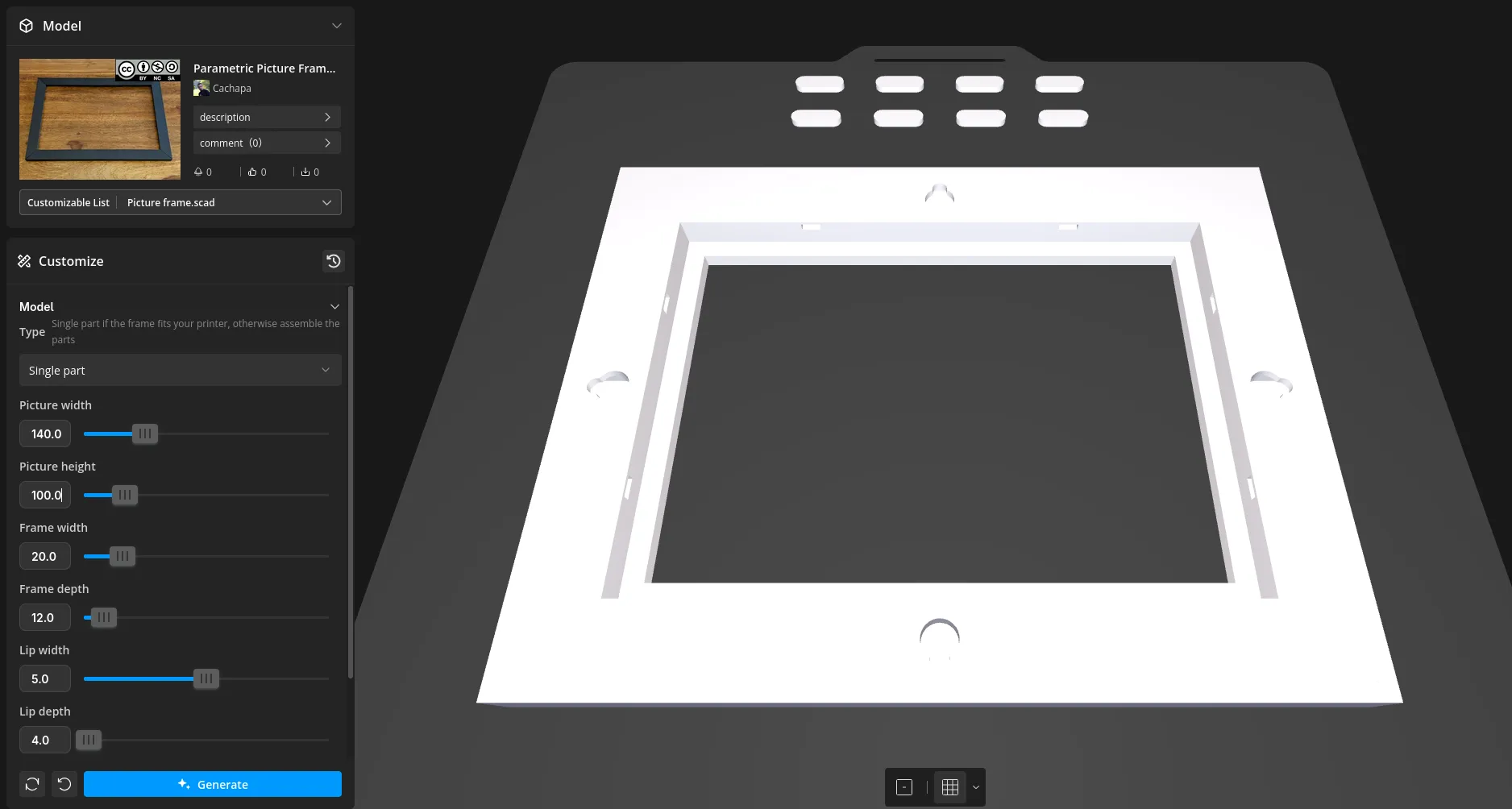 Parametric Picture Frame Generator - Free 3D Print Model - MakerWorld
