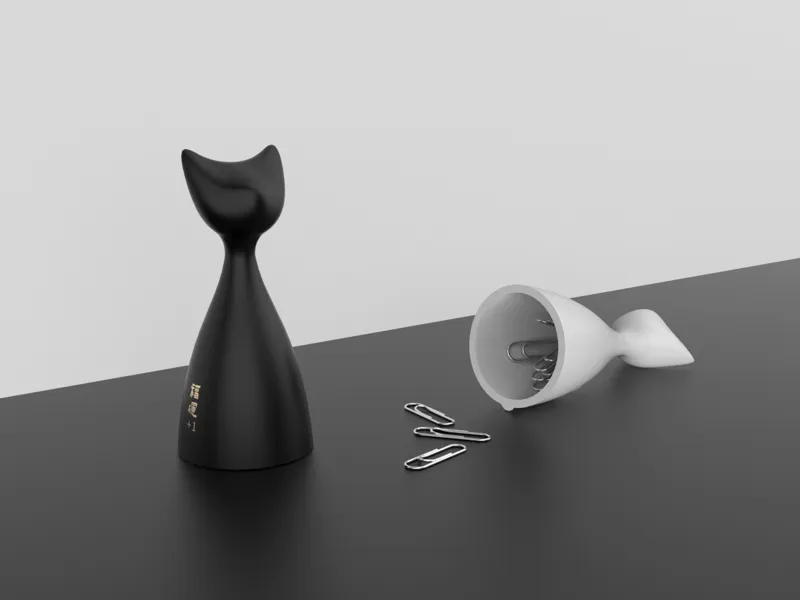 藏东西的小猫摆件