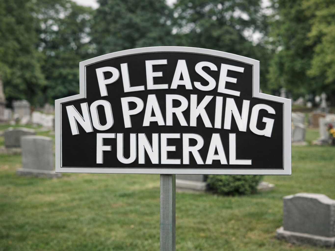 Please No Parking Funeral Sign