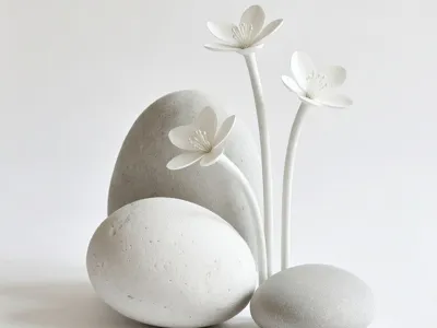 simple flower with stones
