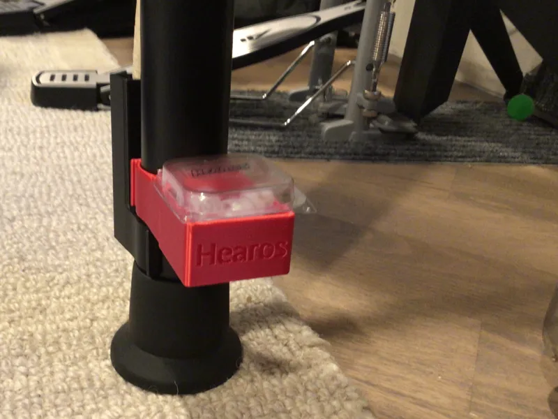 Hearos Earplug Holders - On Alesis Drumset